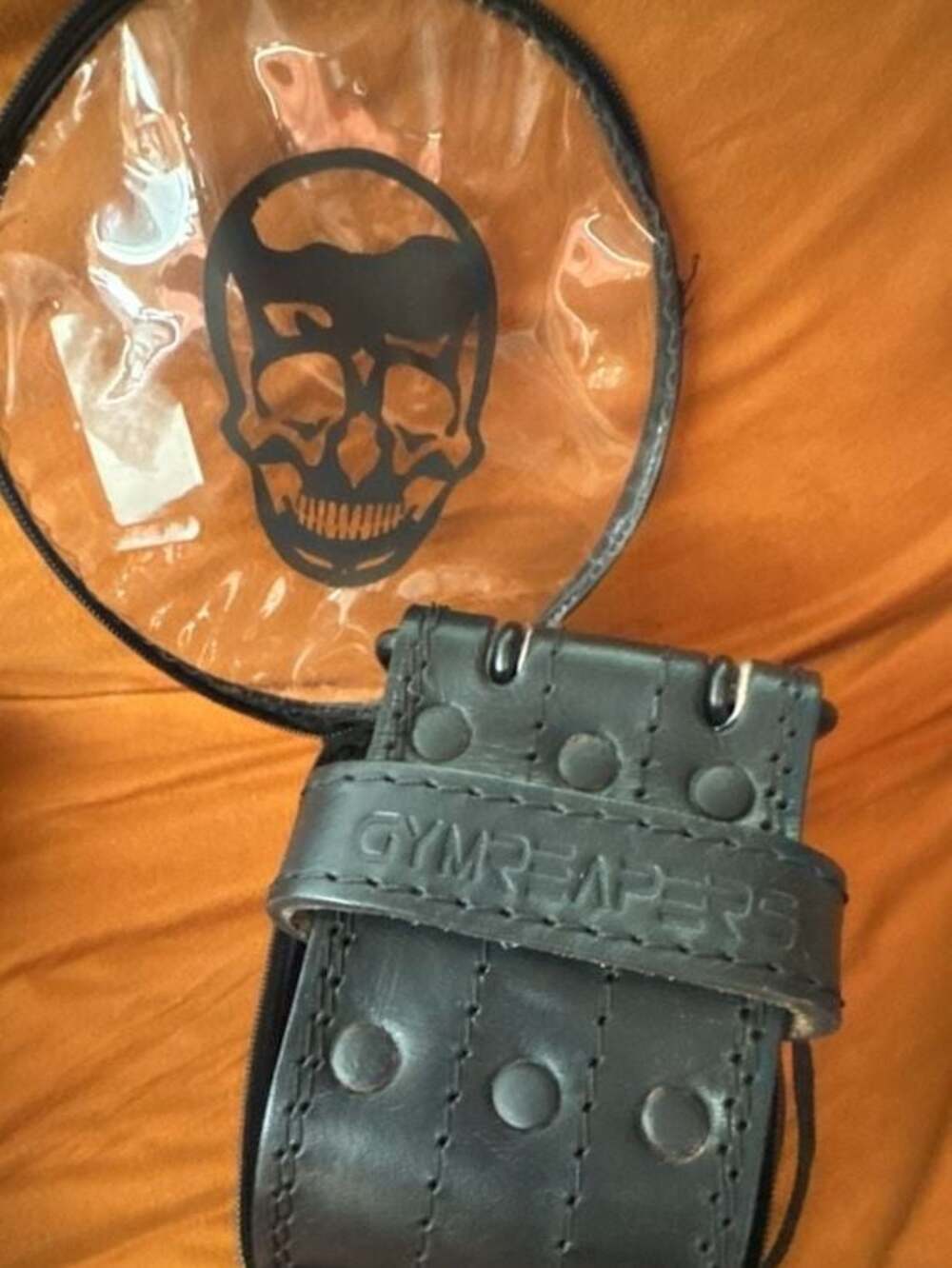 Gymreapers Black Leather Weightlifting Belt with Carrying Case